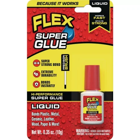 Flex Seal Liquid Super Glue with Brush, 0.35 Oz.