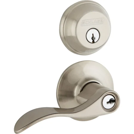 Schlage Accent Deadbolt and Door Lever Combo, Satin Nickel